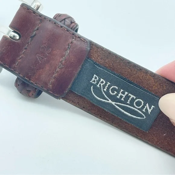 Vintage 1991 Brighton Leather Concho Braided Belt Men’s Women’s Unisex 42 - Picture 9 of 12
